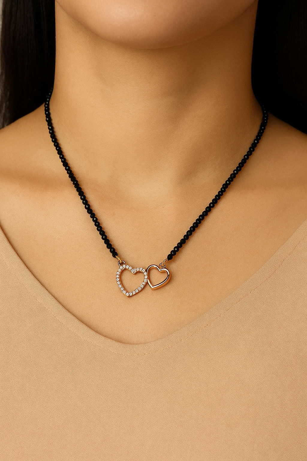 Stylish Gold Plated heart shape Mangalsutra For Women