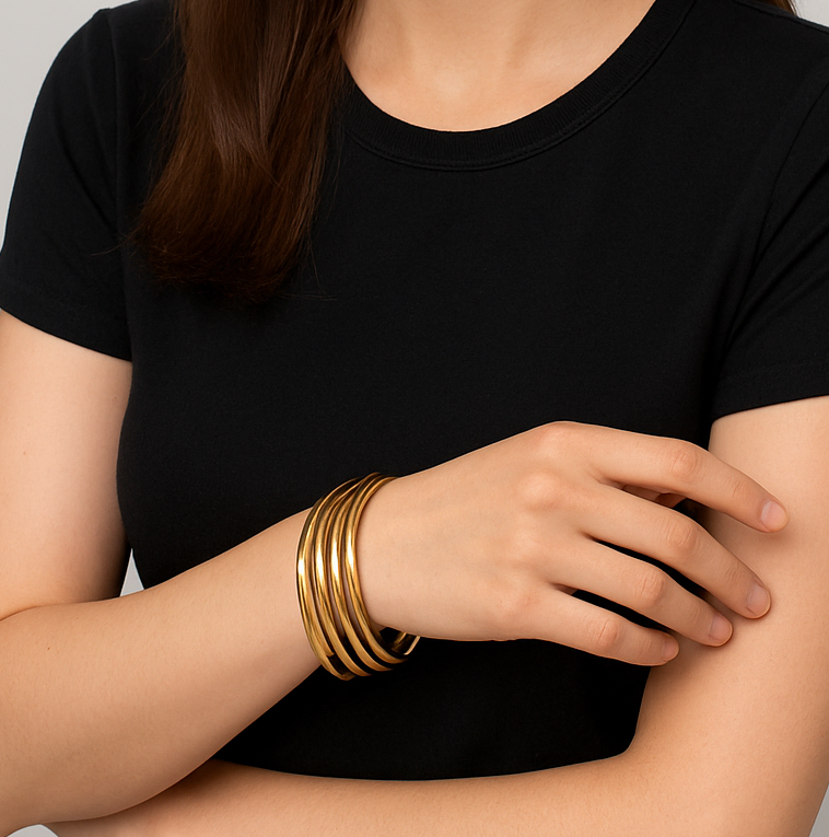 High Quality Gold Plate Plan 4 Piece Bangle Set